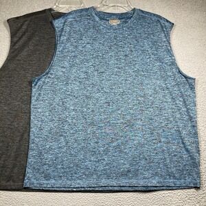SCHMIDT Workwear Shirts Men's 2XL Blue Black Sleeveless Stretch Athletic Work
